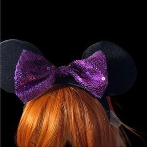 Disney Black and Purple Sequin Bow Headband